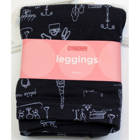 2008 Gymboree Petite Mademoiselle sz 6 Knit Leggings Paris Cafe Eiffel Tower NEW - Picture 1 of 4